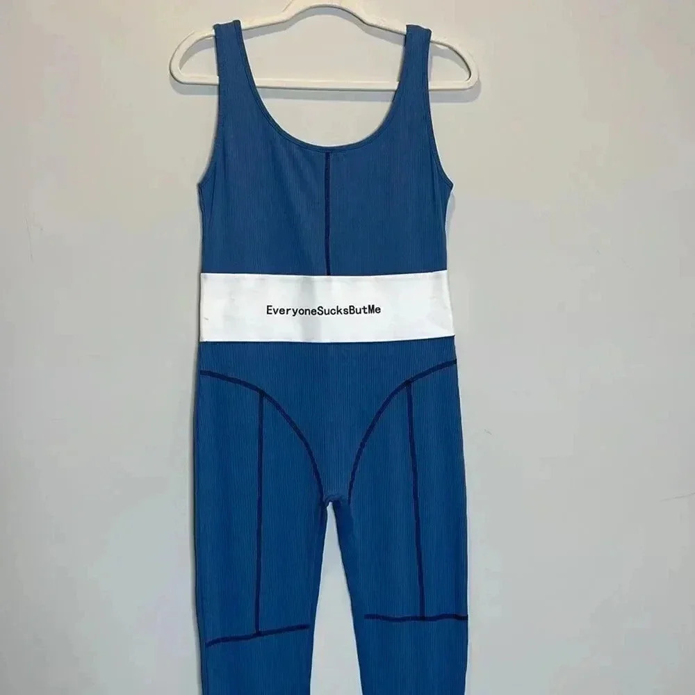 Everyone sucks blue and white Jumpsuit - Picture 5 of 12